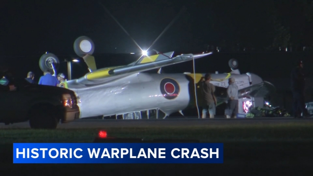 Historic warplane crashes at Heritage Field Airport in Limerick Township, Pa.