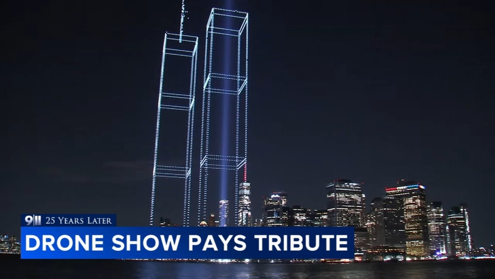Drones recreate Twin Towers, honor victims ahead of 25th anniversary of 9/11 attacks in New York