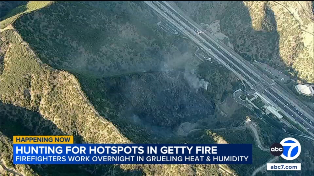 Crews work overnight to prevent flare-up of fire near Getty Center