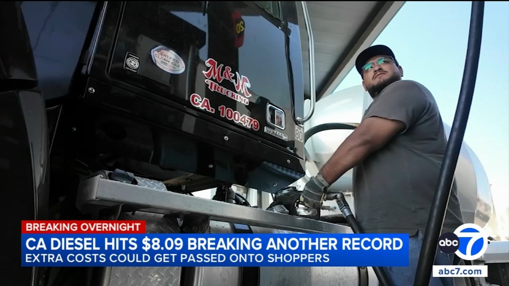California diesel price hits record high of $8.09