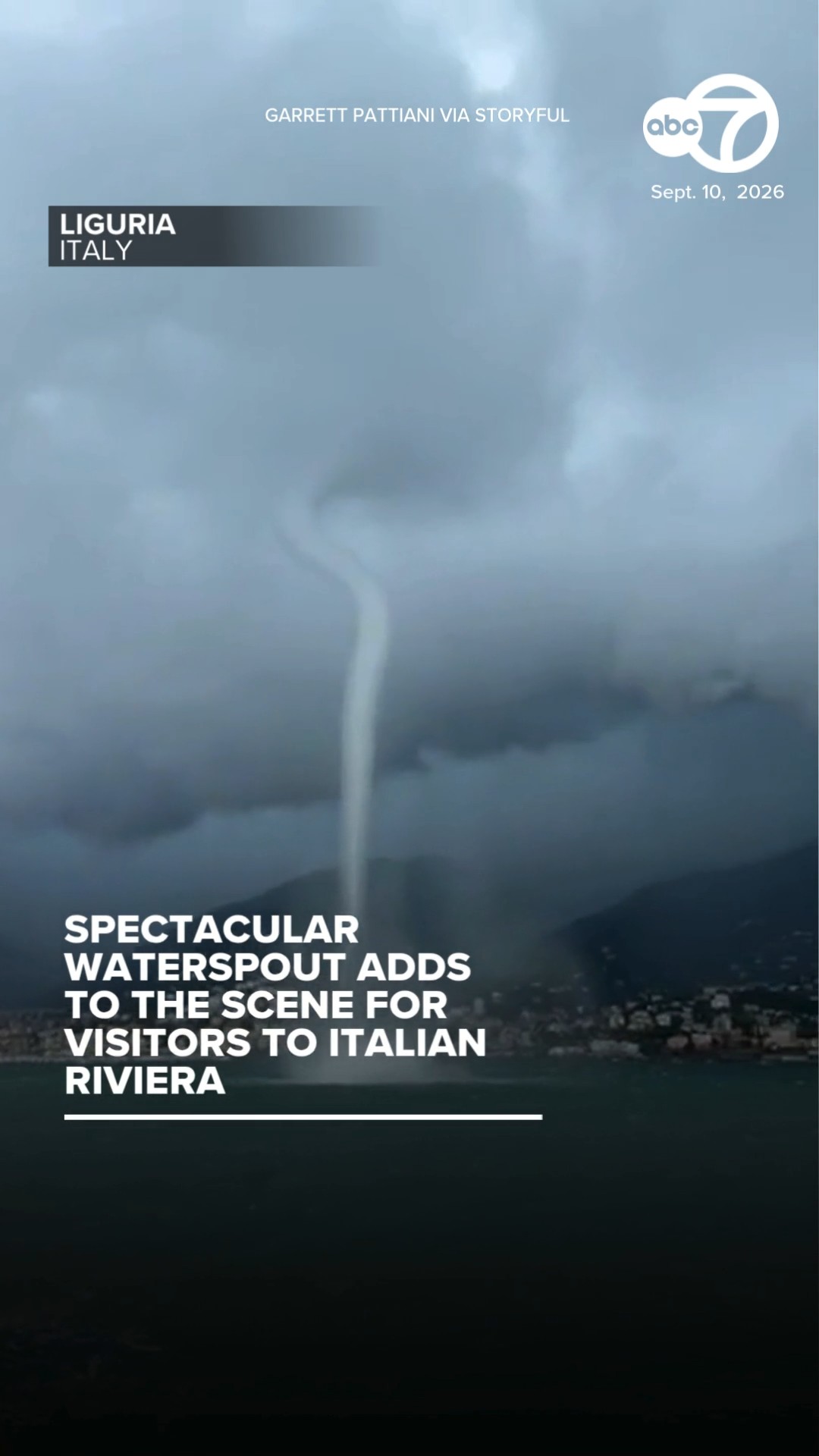Spectacular waterspout adds to scene for visitors to Italian Riviera
