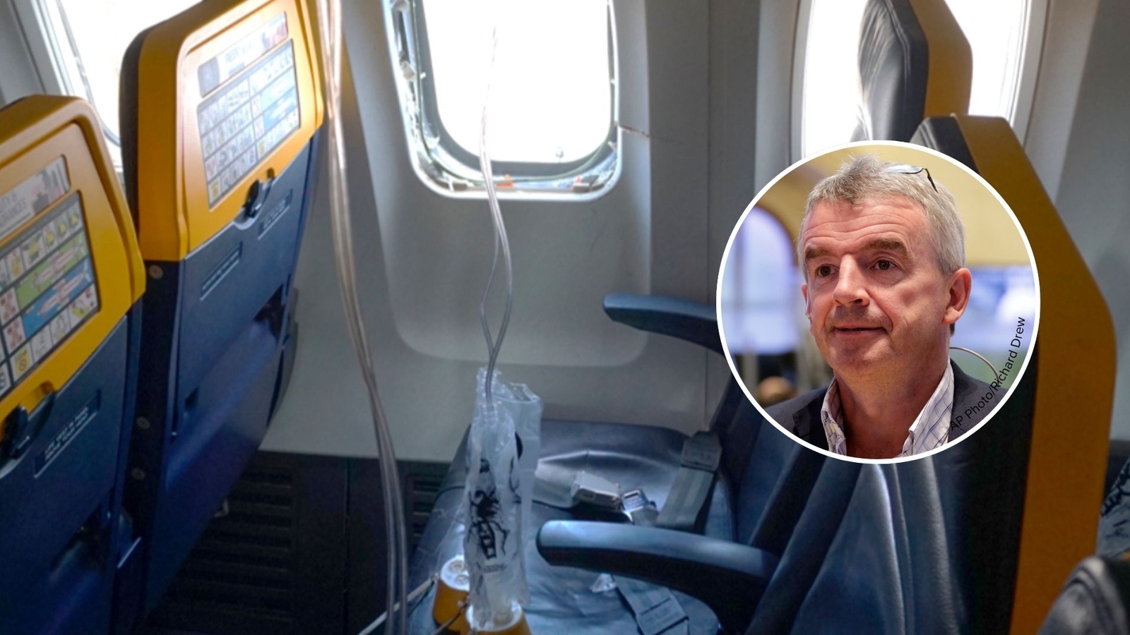 Ryanair CEO disputes report that an injured passenger was partly sucked out a shattered window