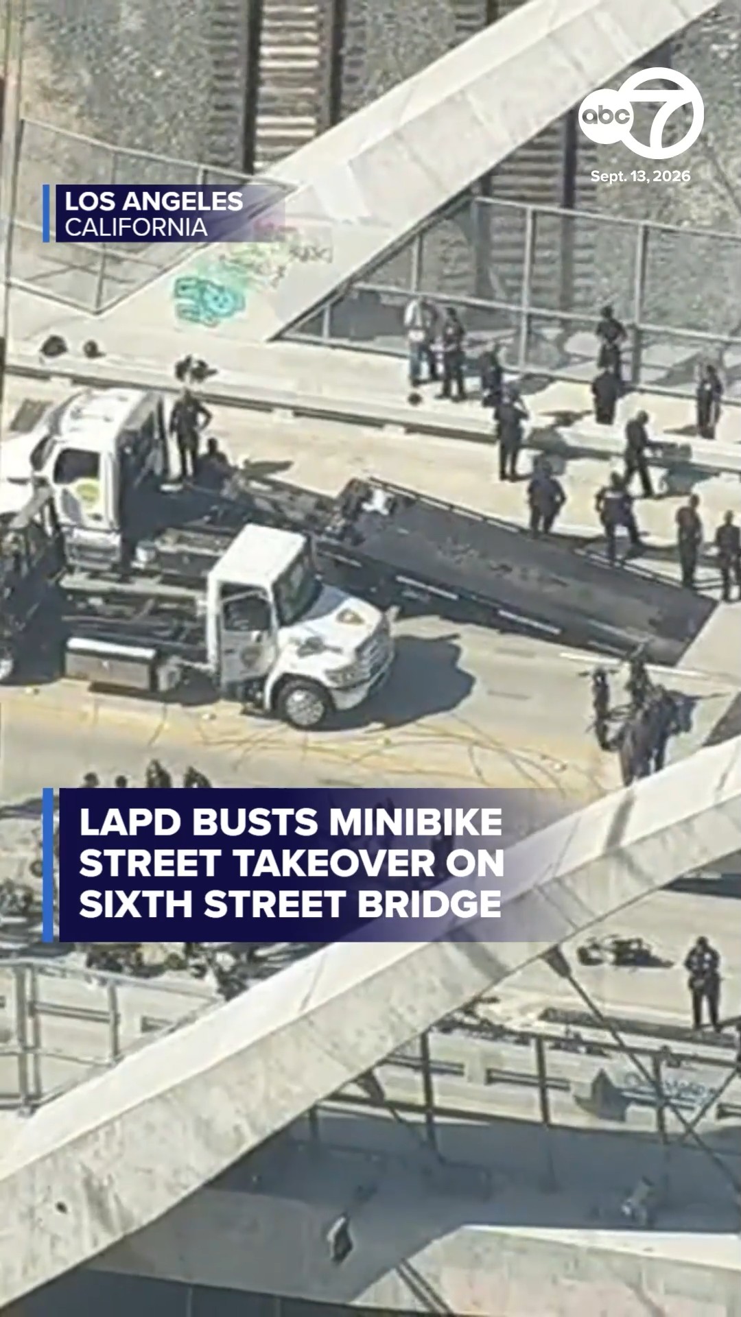 LAPD busts minibike street takeover on 6th Street Bridge