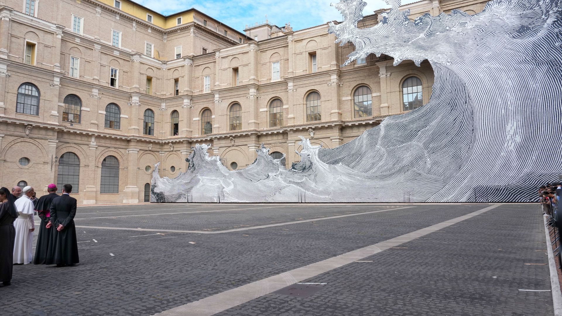 Installation "Diluvium" by artist Jean Rene at the Vatican Library, Monday, Sept. 14, 2026, during a press preview of the exhibit "AQVA, Catastrophe and Wonder."