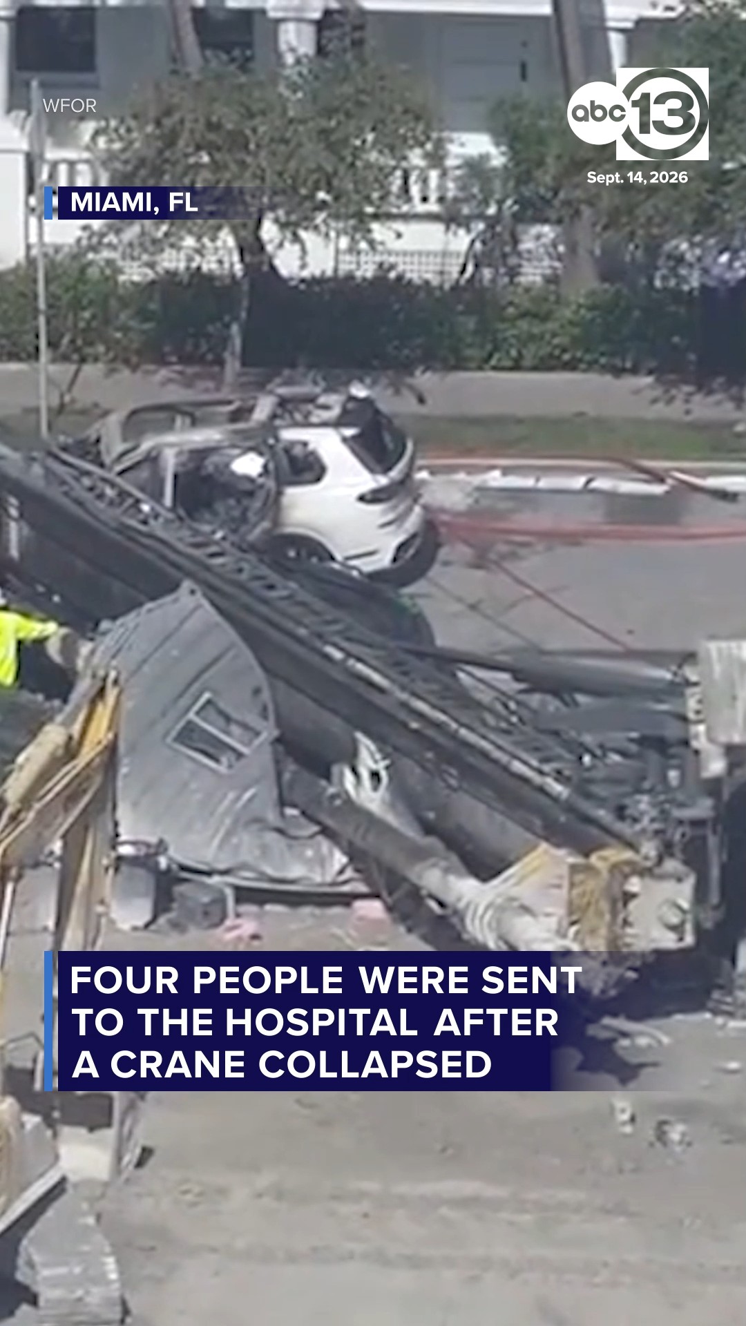 Four people were sent to the hospital after a crane collapsed