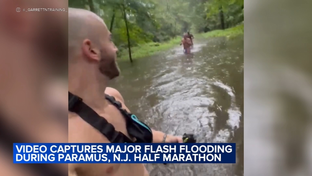 Video captures major flash flooding happening during half marathon in Paramus, New Jersey
