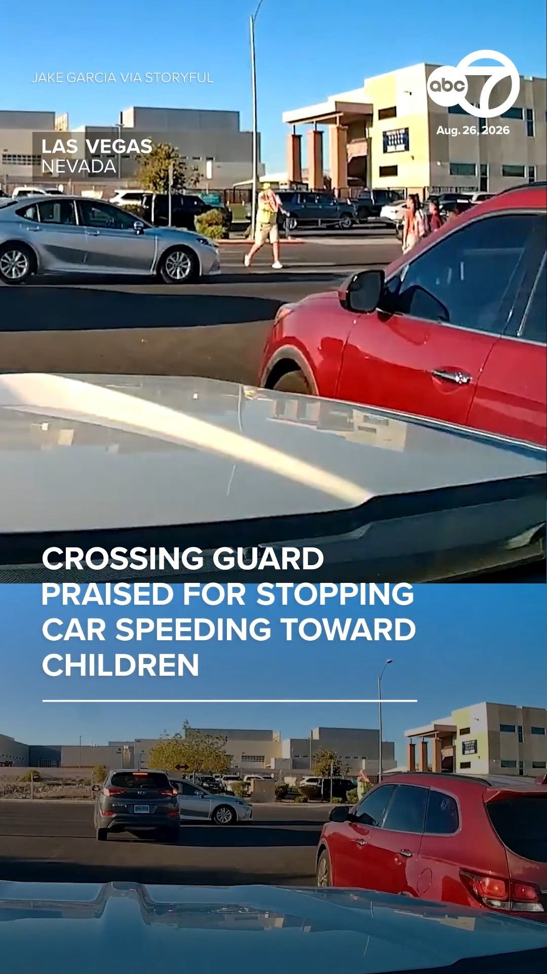 Hero crossing guard stops car speeding toward children