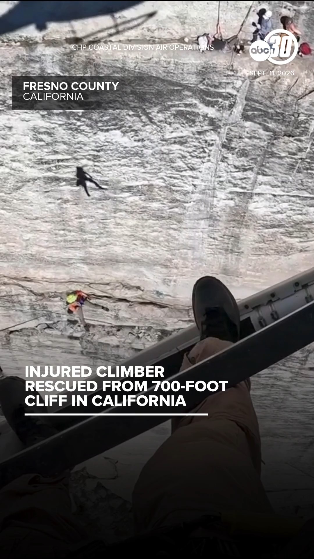 Injured climber rescued from 700-foot cliff in Sierra Nevada