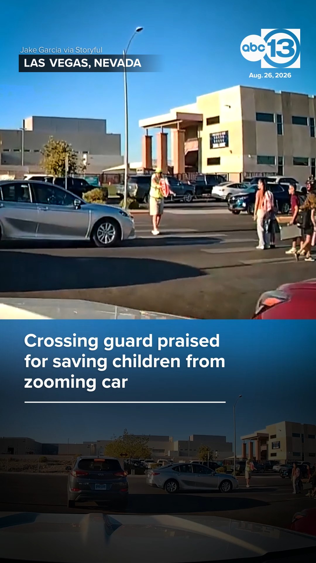 Crossing guard praised for saving children from zooming car
