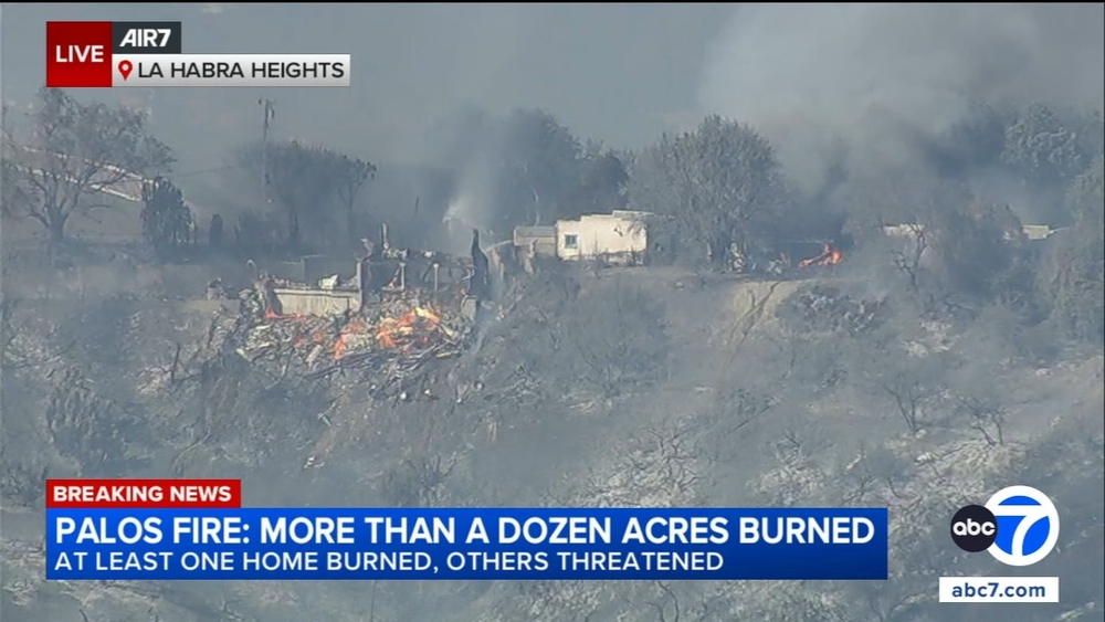 Palos Fire in La Habra Heights burns at least 3 structures