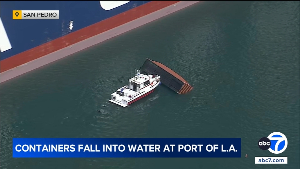 Several shipping containers fall off cargo ship at Port of LA