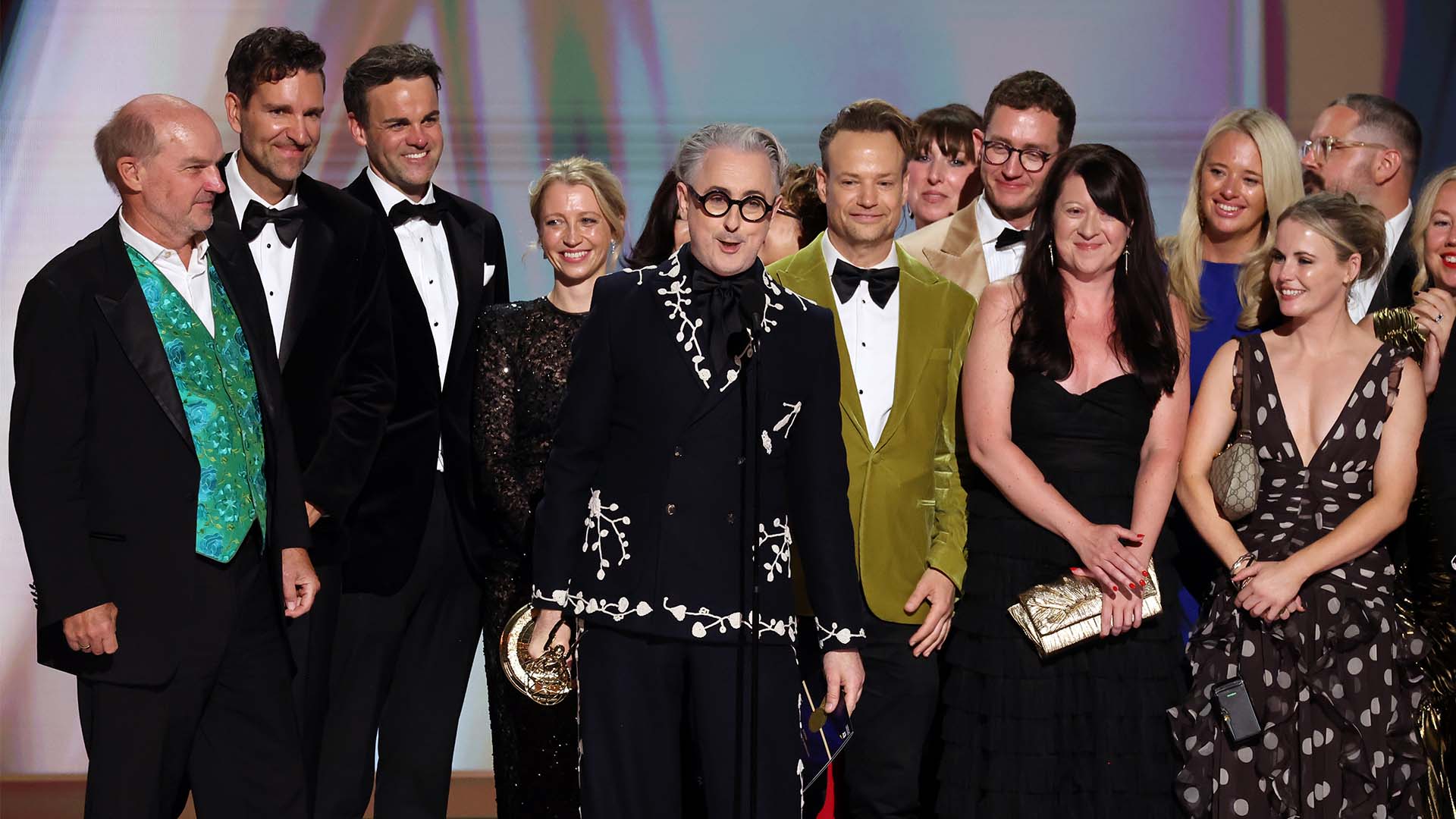 Cast and crew of "The Traitors" accept the Outstanding Reality Competition Program Award during the 78th Primetime Emmy Awards on September 14, 2026 in Los Angeles.