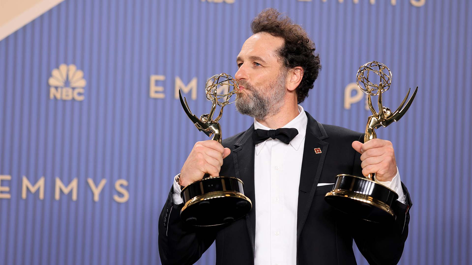 Matthew Rhys poses in the press room during the 78th Primetime Emmy Awards on September 14, 2026 in Los Angeles.