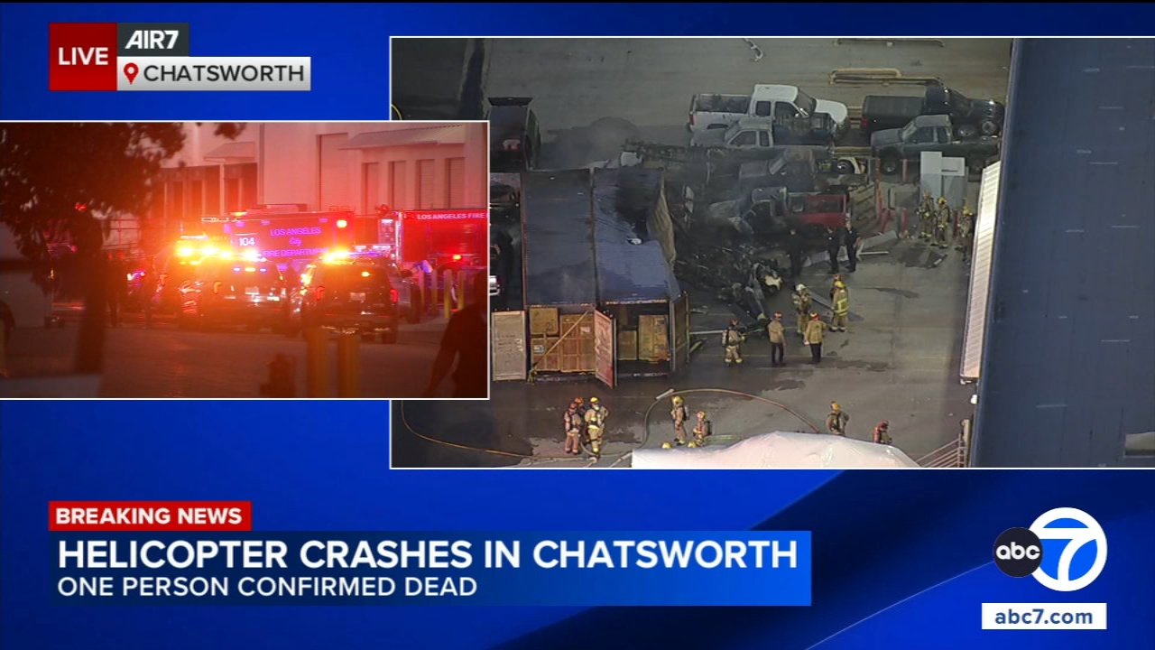 Helicopter crashes near site of deadly Chatsworth bus collision