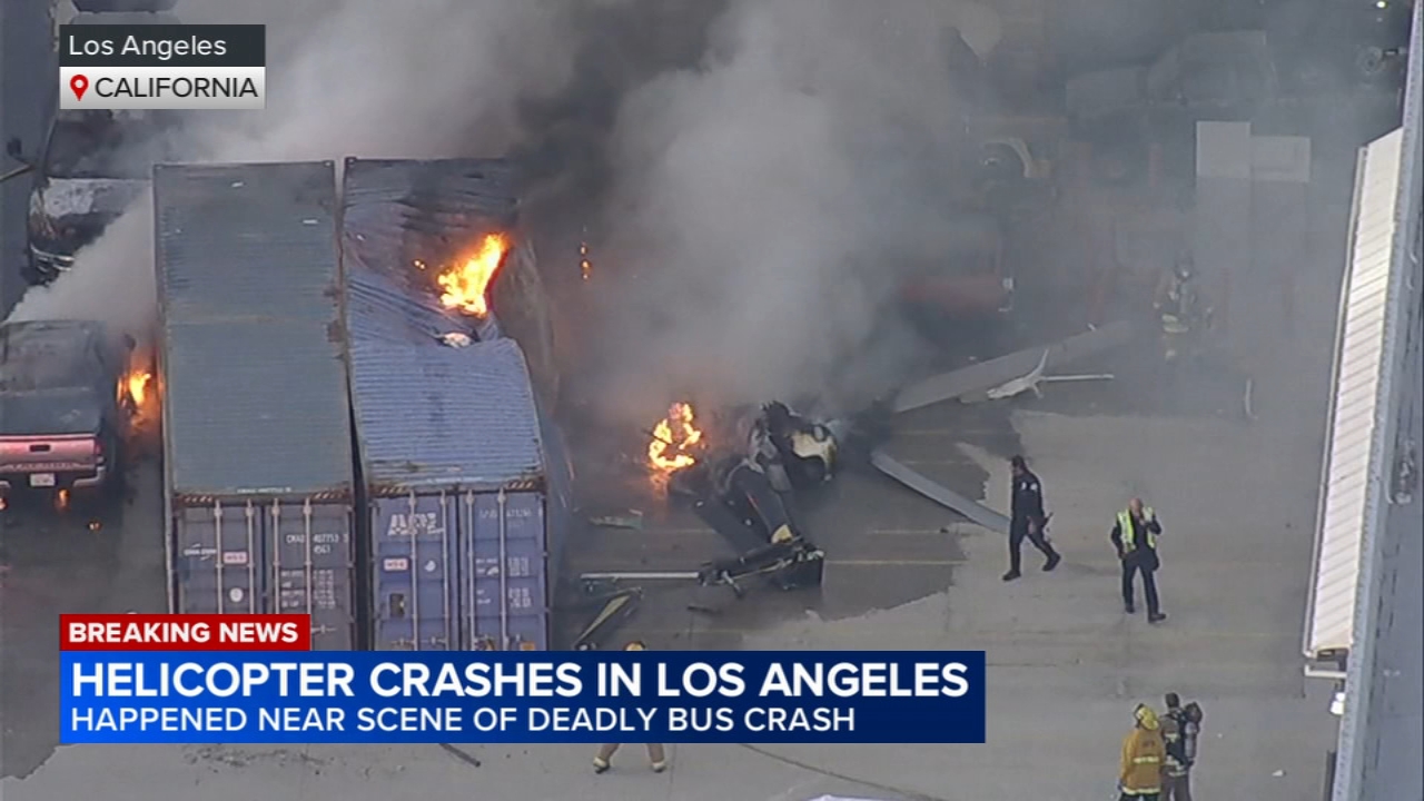 At least 1 killed in helicopter crash near site of double fatal SoCal bus collision