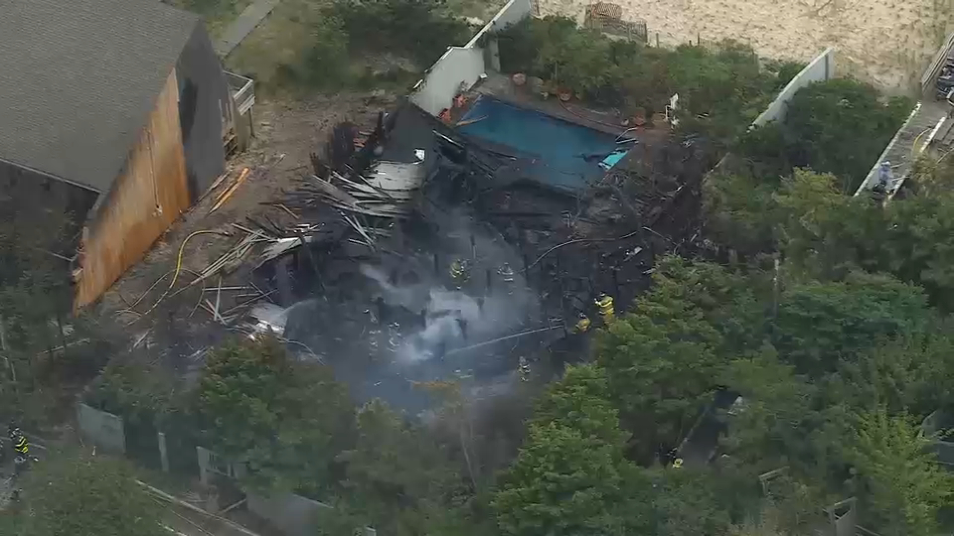 Flames destroy home on Fire Island; no injuries