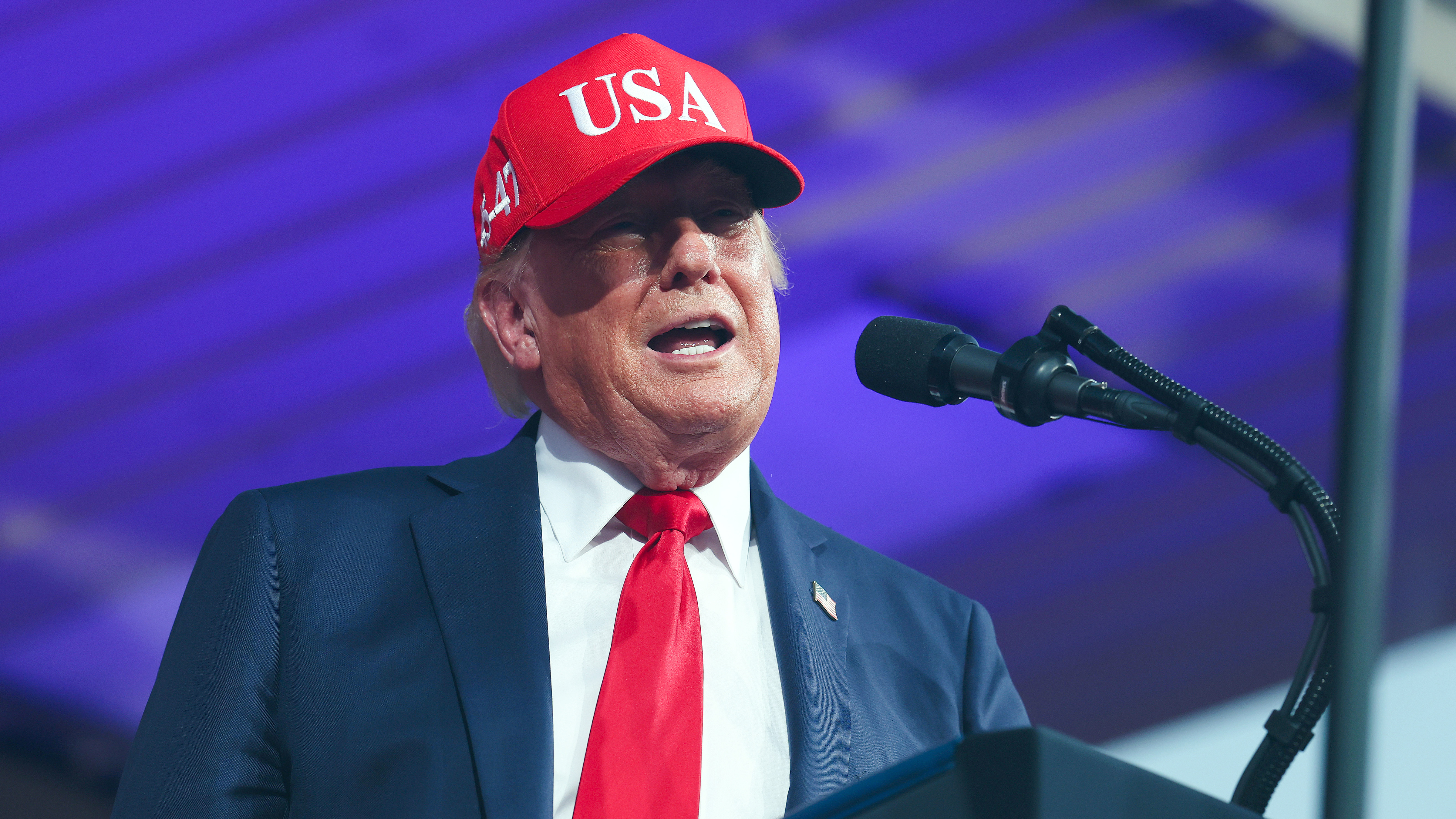 U.S. President Donald Trump speaks during a campaign rally with North Carolina Republican Senate candidate and former RNC Chairman Michael Whatley at Gastonia Municipal Airport on September 16, 2026 in Gastonia, North Carolina.