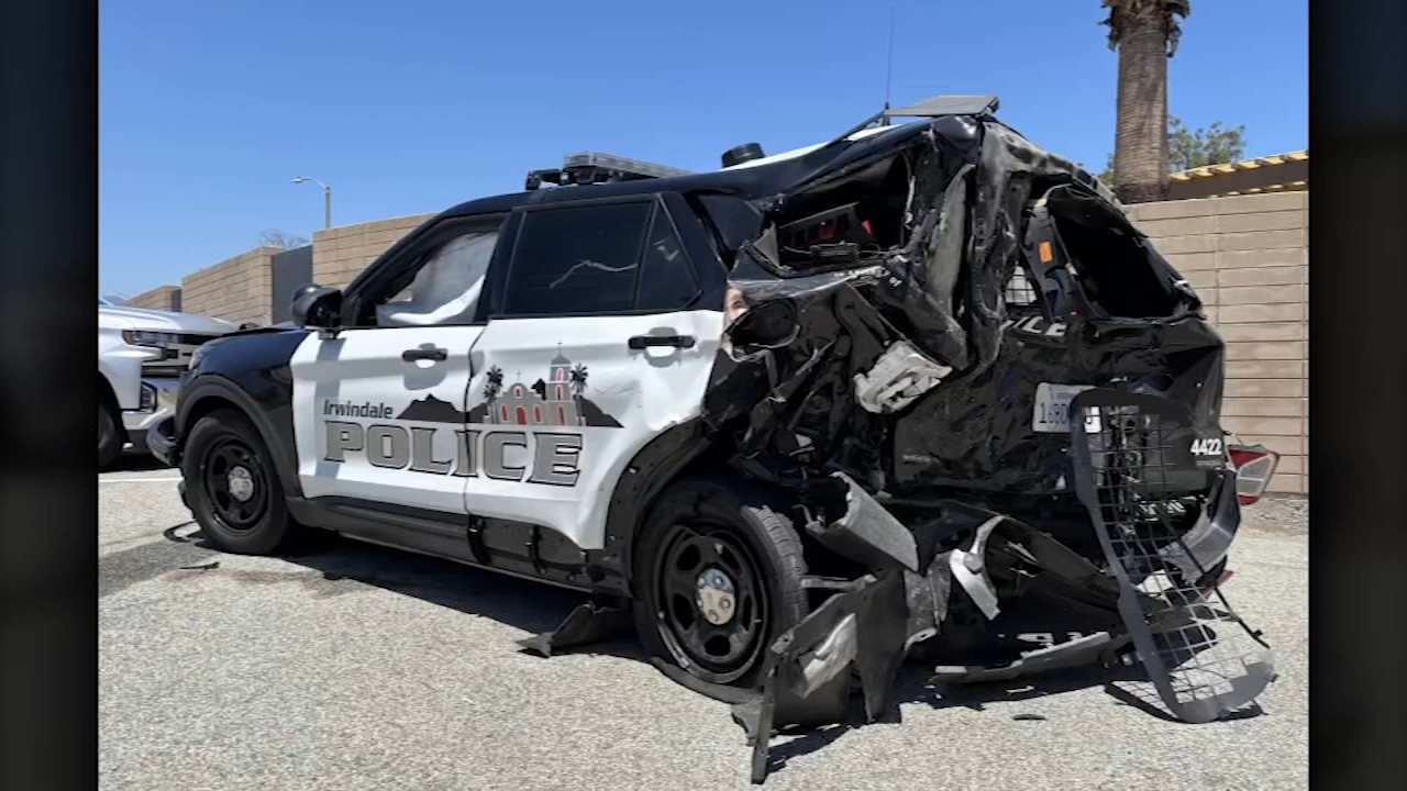 Sleeping driver crashes into patrol car, narrowly missing Irwindale cop, police say
