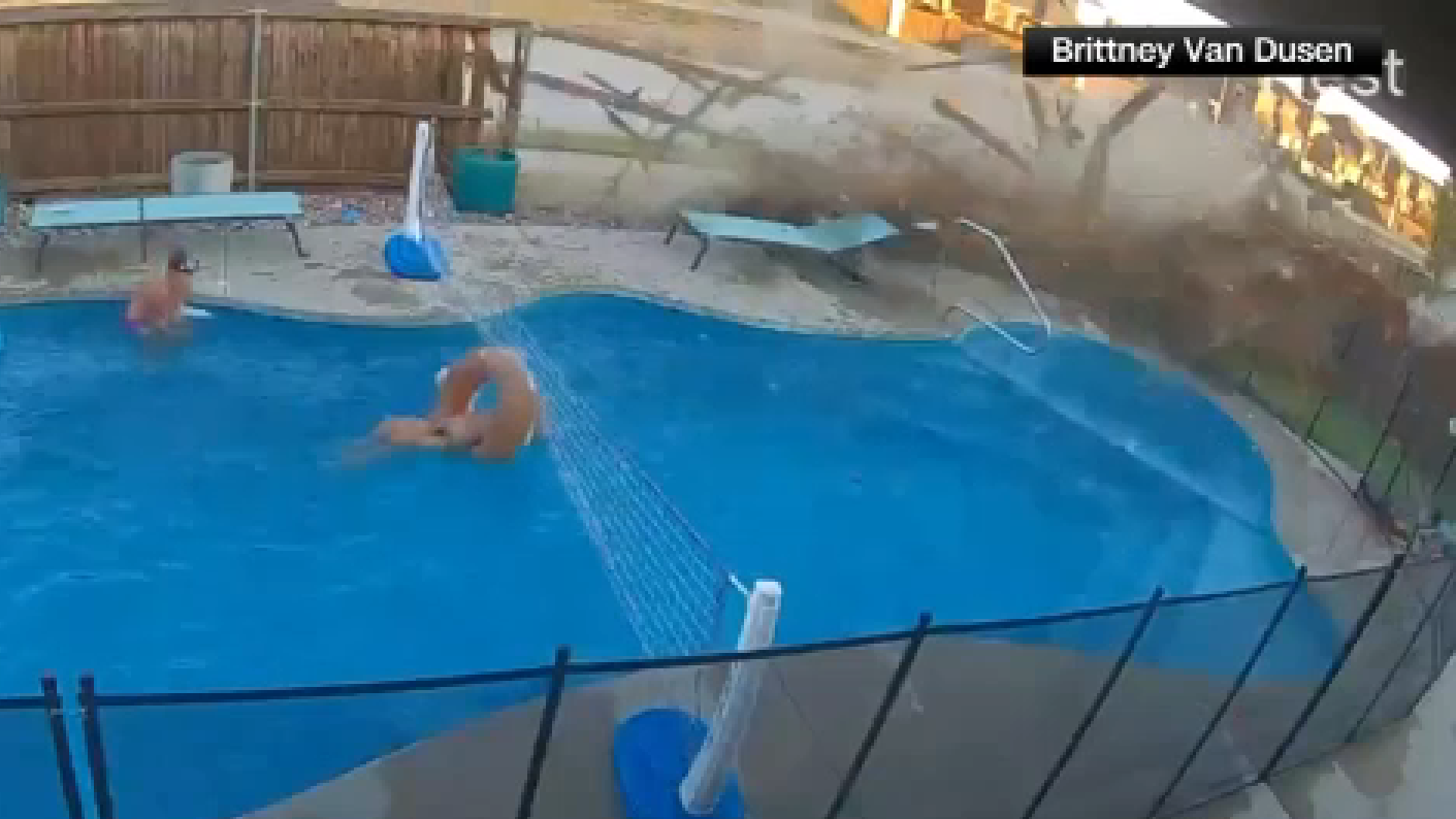 Security video shows car crashing through fence into Fort Worth backyard near children in pool