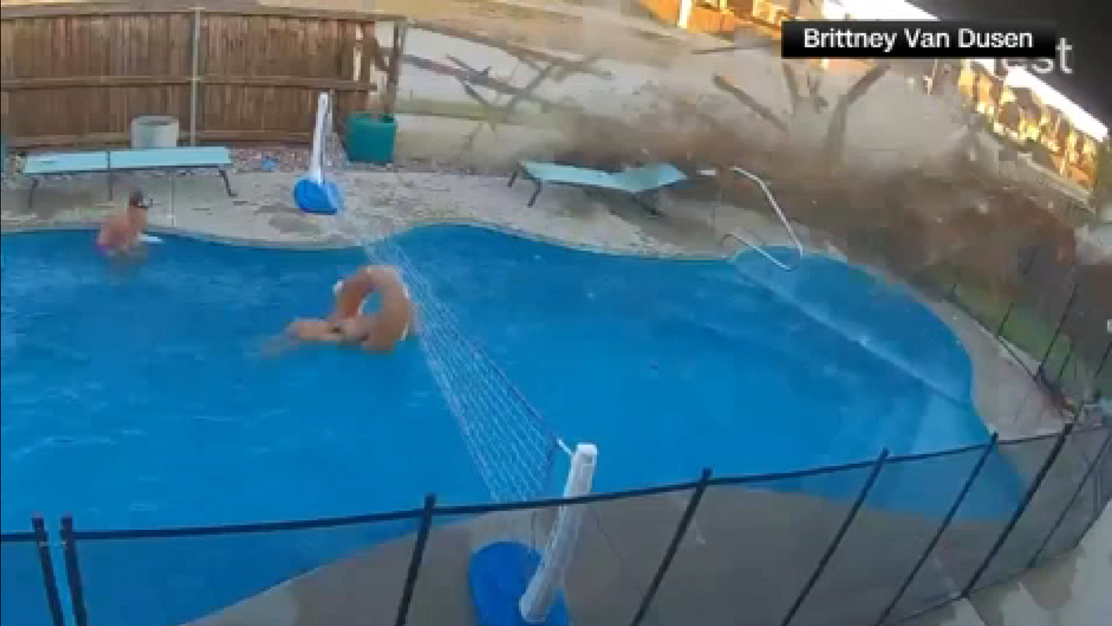 Security video shows car crashing through fence into Fort Worth backyard near children in pool
      