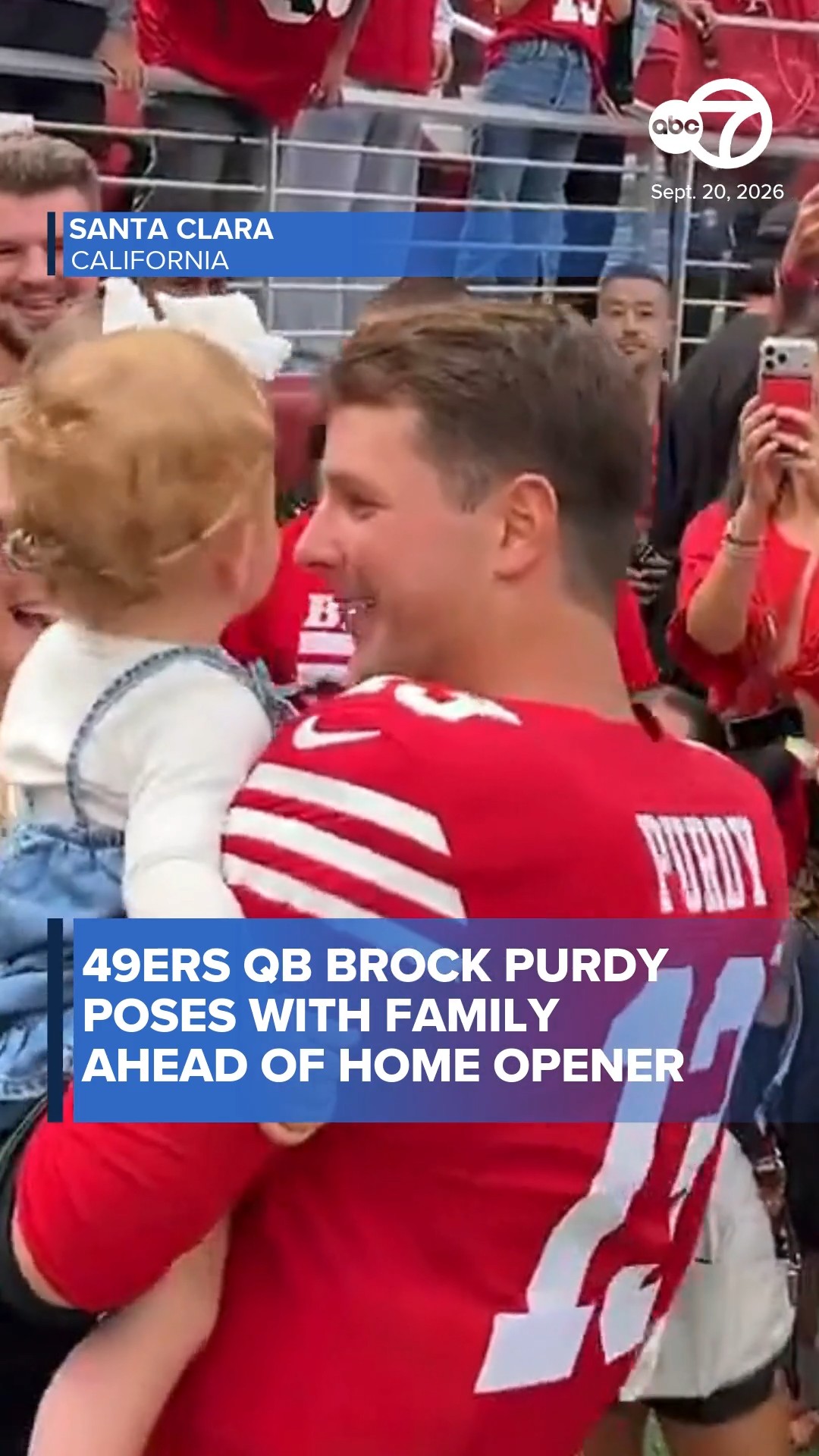 49ers Quarterback Brock Purdy Poses with family ahead of home opener