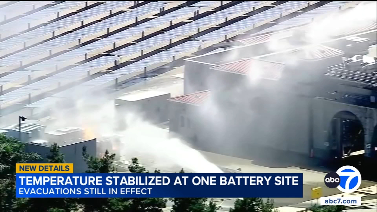 Temperature stabilized in battery unit that caught fire at La Verne facility; evacuations remain