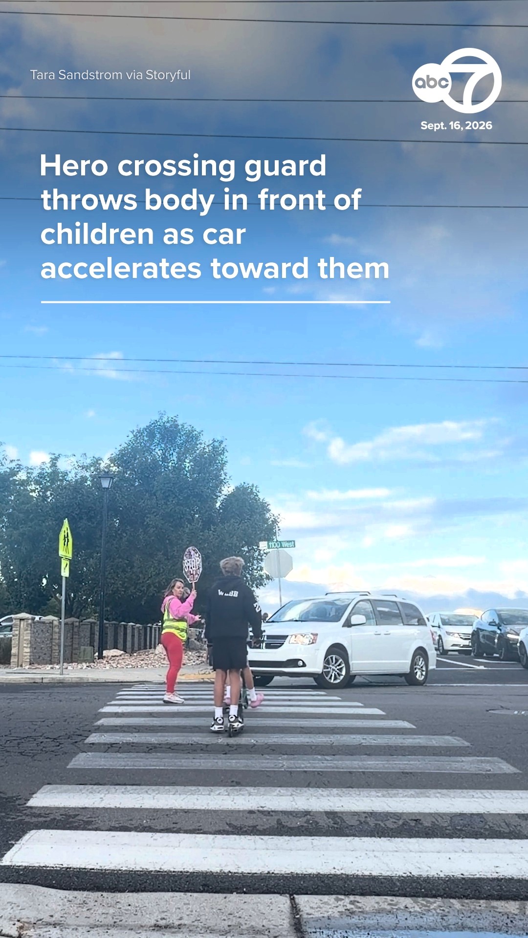 Hero crossing guard throws body in front of child as car accelerates
