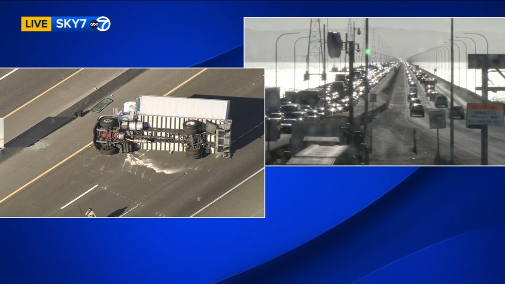 All lanes blocked on EB Hwy 92 in Hayward due to overturned box truck