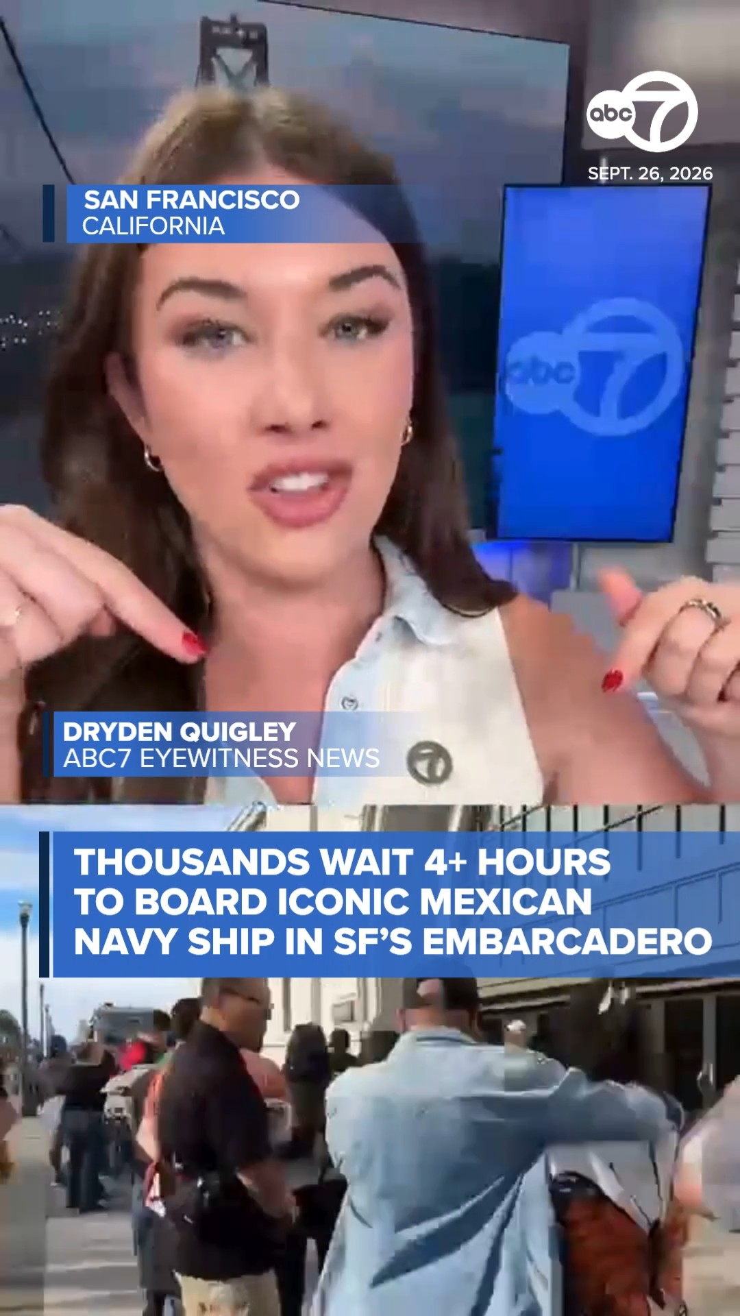 Thousands wait 4+ hours to board massive Mexican Navy Ship in SF