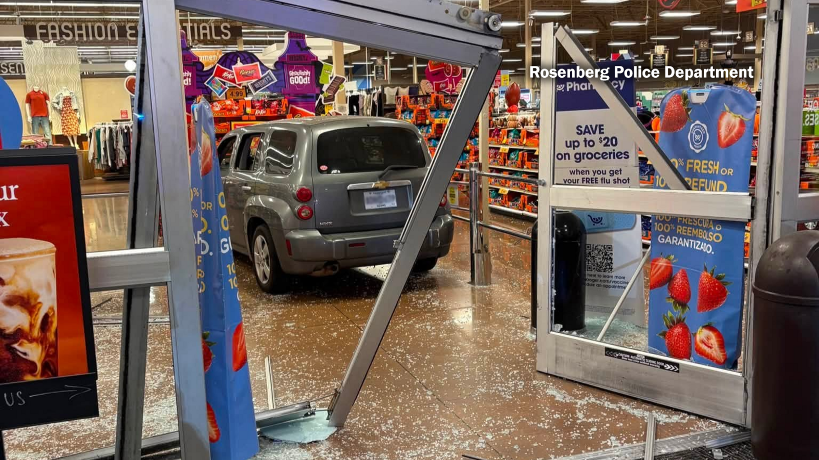Driver intentionally crashes into Kroger to use restroom, Rosenberg police say