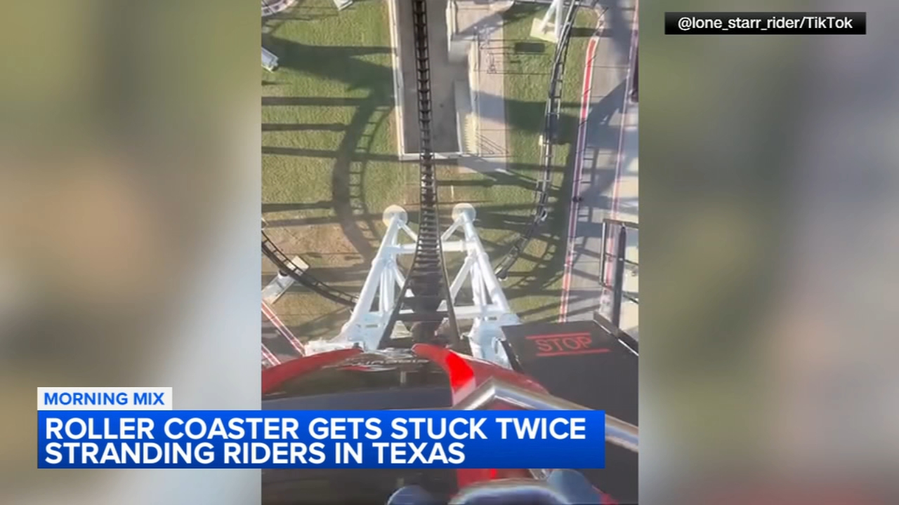 VIDEO: Riders left dangling as roller coaster gets stuck in vertical tilt
