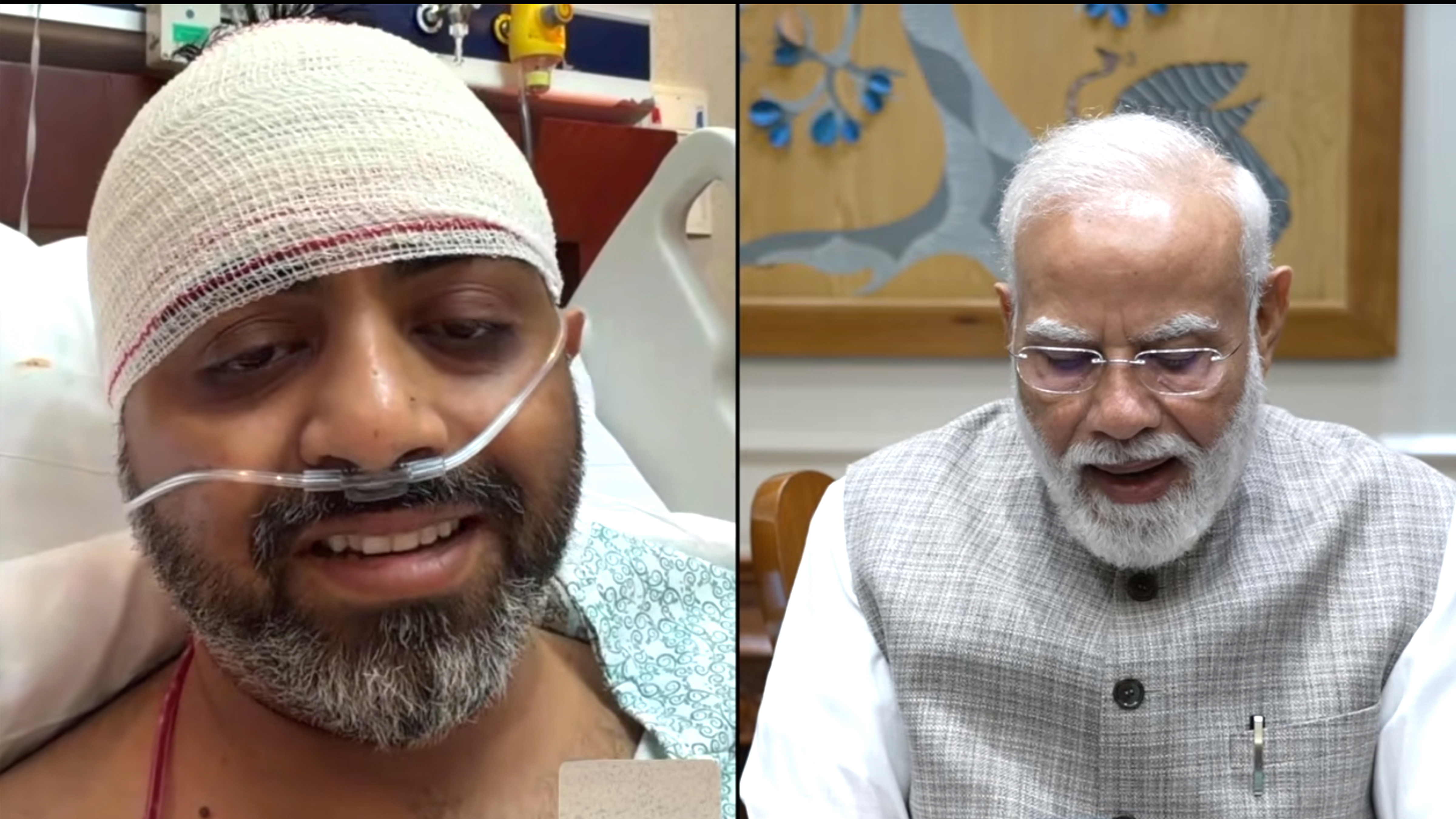 This screengrab from Narendra Modi YouTube Channel shows Indian Prime Minister Narendra Modi speaking with FlyDubai pilot Capt. Smit Machchhar on Friday, Oct. 2, 2026. 