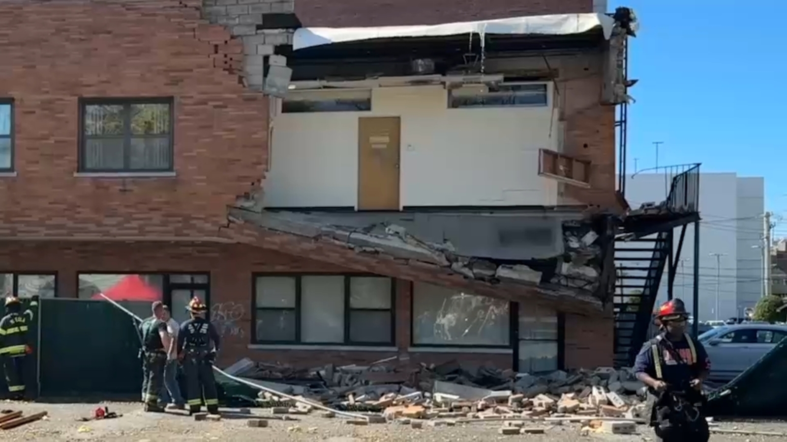 Part of office building collapses on Long Island