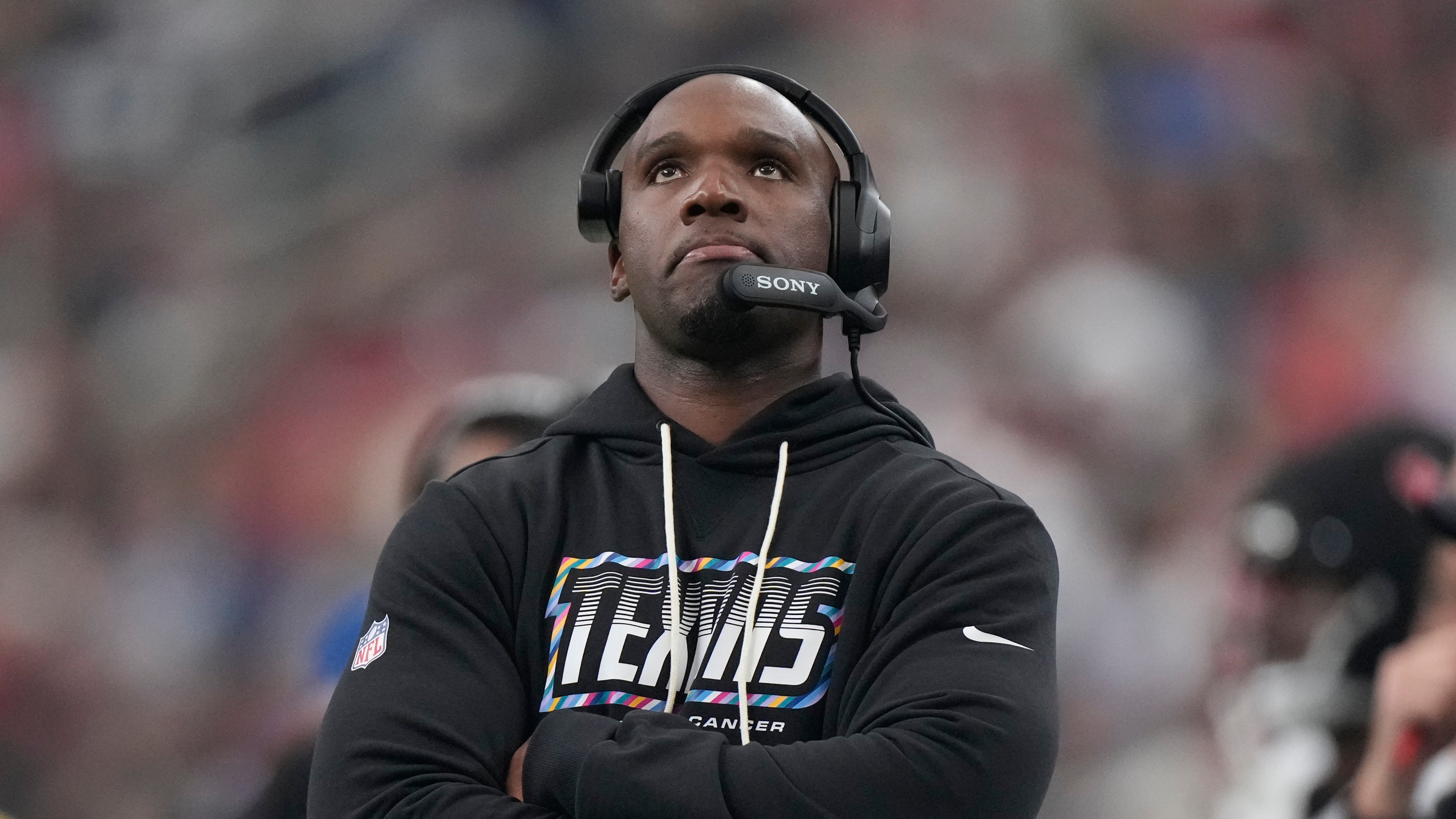 Houston Texans head coach DeMeco Ryans watches the first half of an NFL football game against the Dallas Cowboys in Houston, Sunday, Oct. 4, 2026.