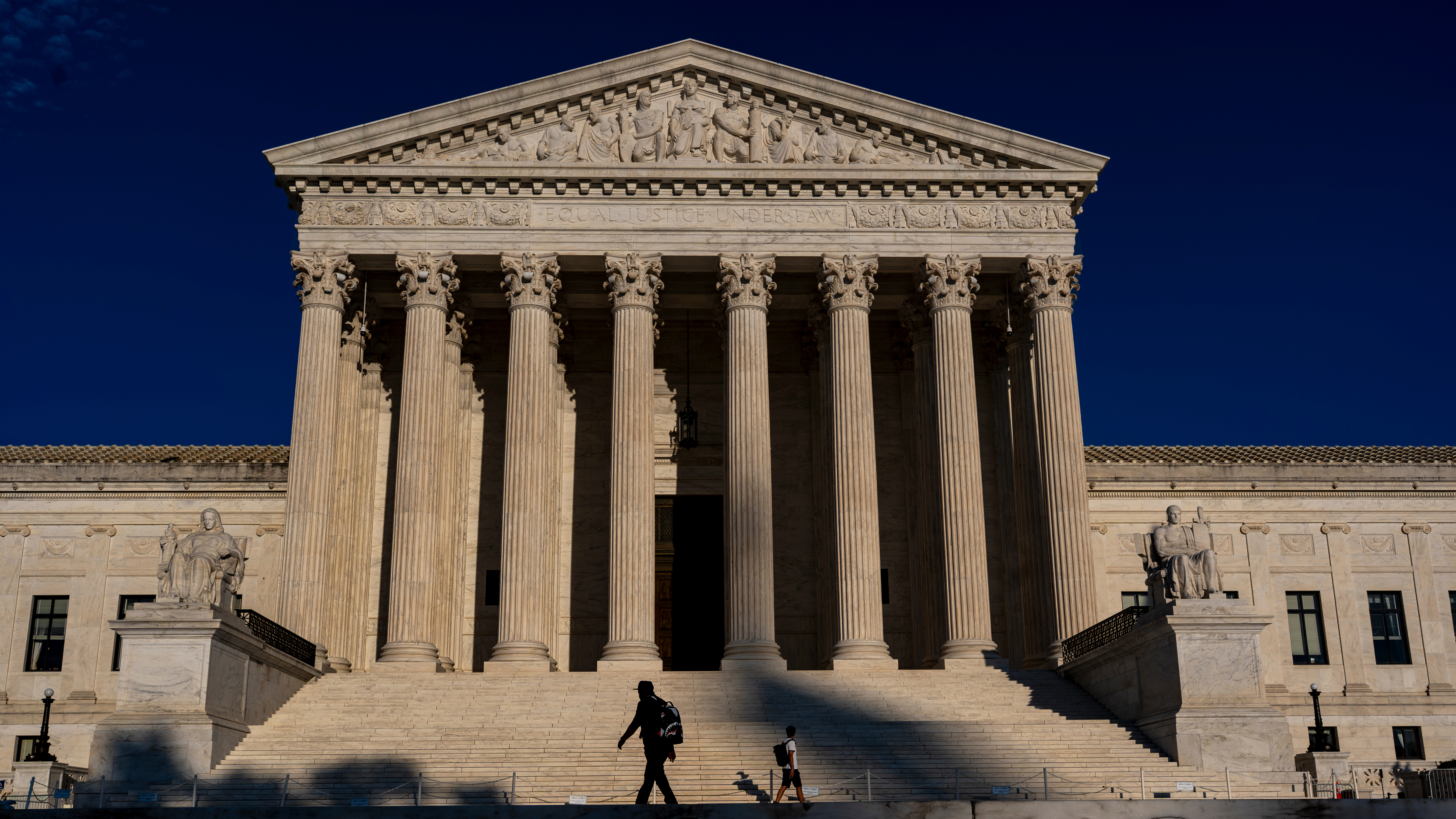 The Supreme Court is seen at day's end in Washington, Thursday, Oct. 1, 2026, as the justices prepare to begin the new term next week. 