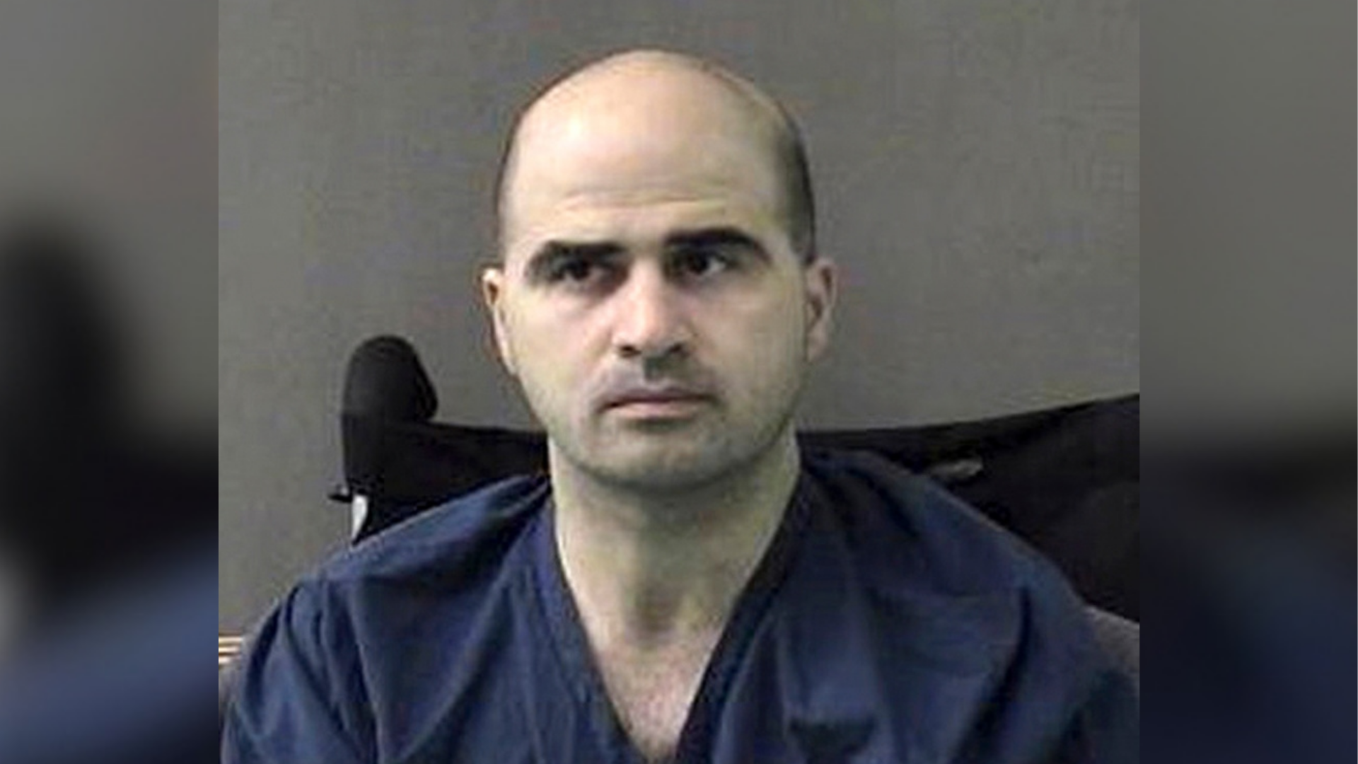 This April 9, 2010 file photo provided by the Bell County Sheriffs Department, shows U.S. Maj. Nidal Hasan at the San Antonio to Bell County Jail, in Belton, Texas.