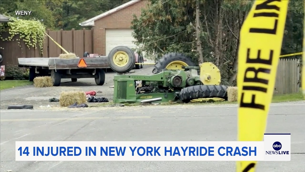 Tractor pulling hayride flips, leaving several injured