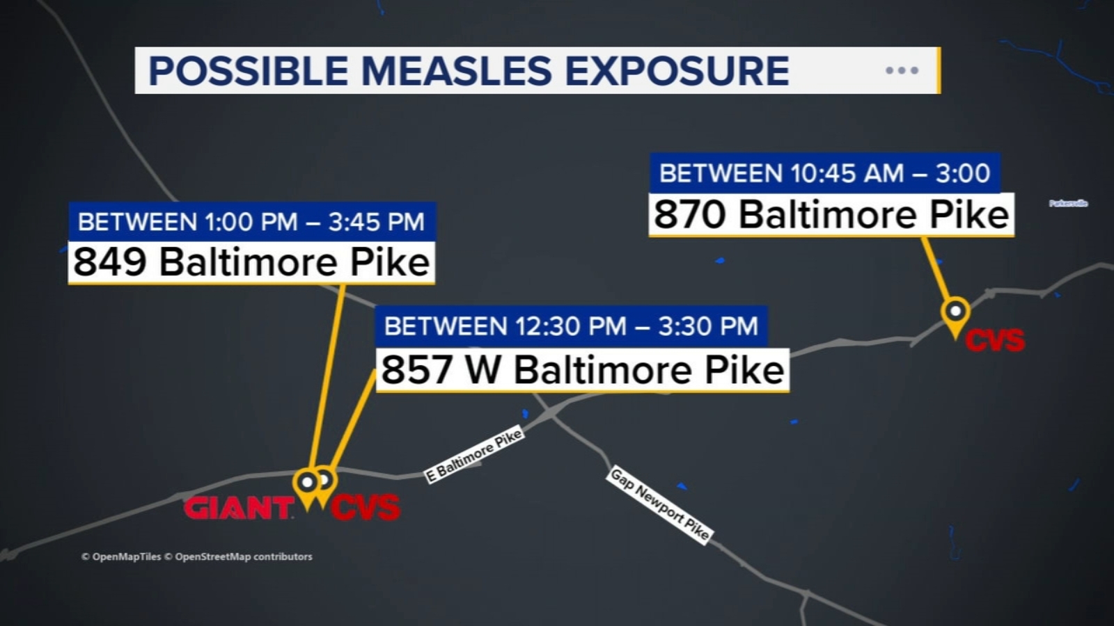 Public warned about possible measles exposure at several Chester County, Pennsylvania stores - 6abc Philadelphia