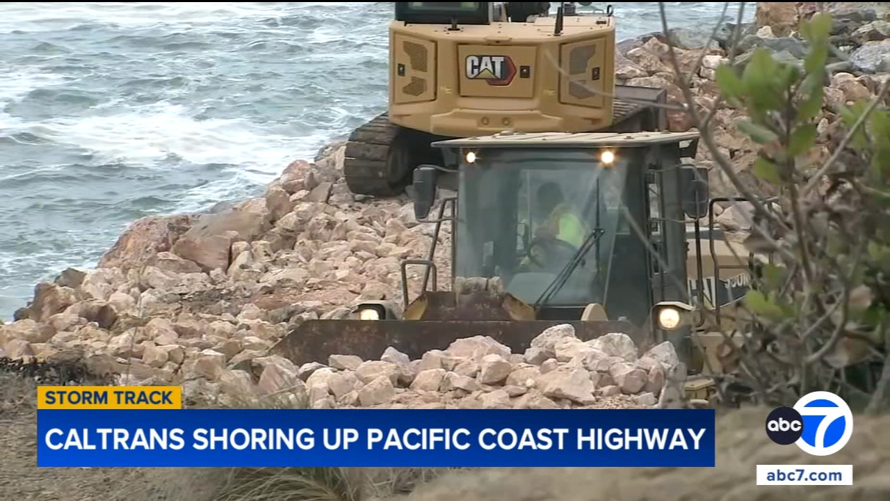 Pacific Coast Highway repairs underway in Malibu as high surf batters coast