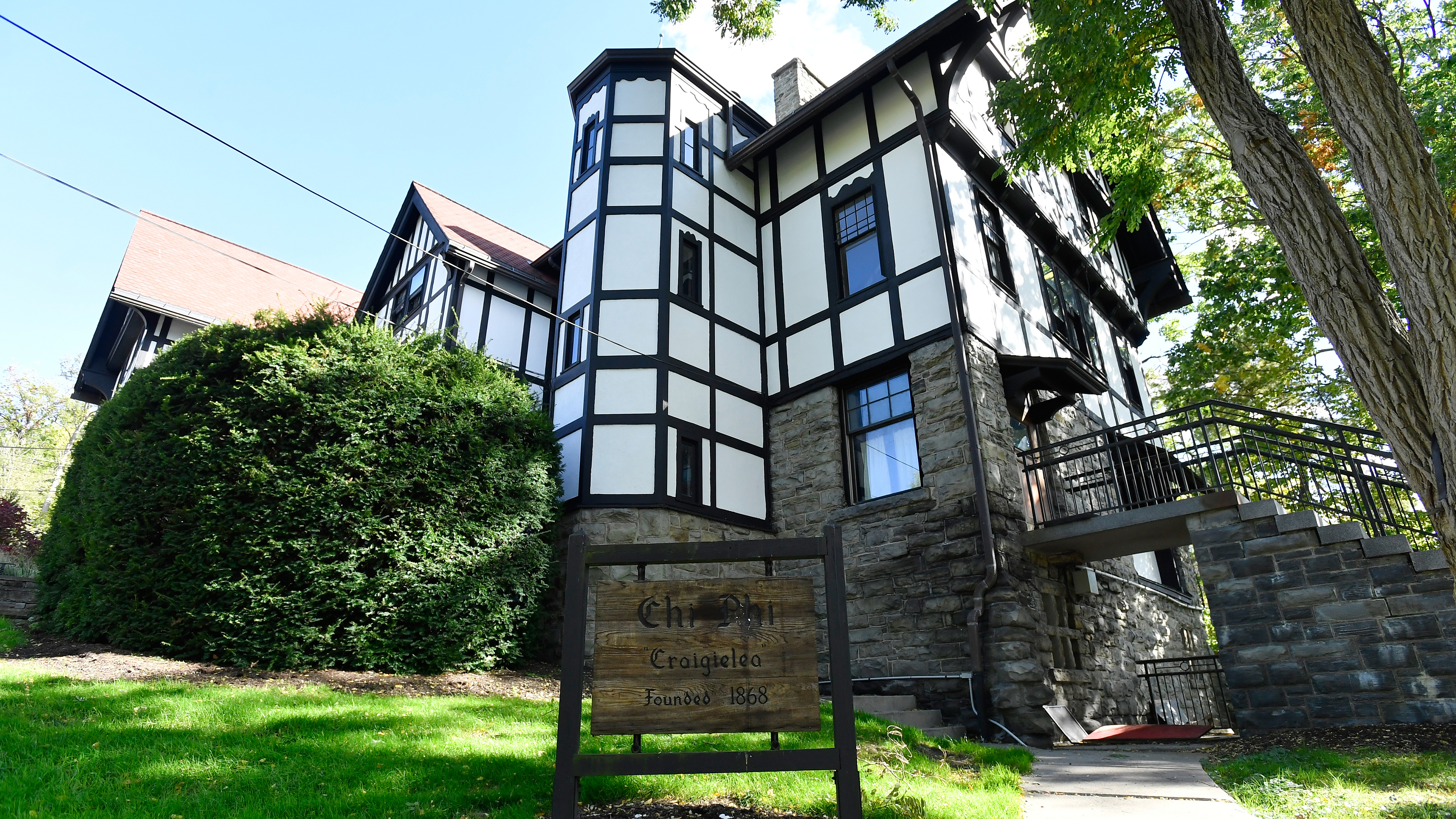 The Chi Phi fraternity house is seen at Cornell University, Monday, Oct. 5, 2026, in Ithaca, N.Y. 