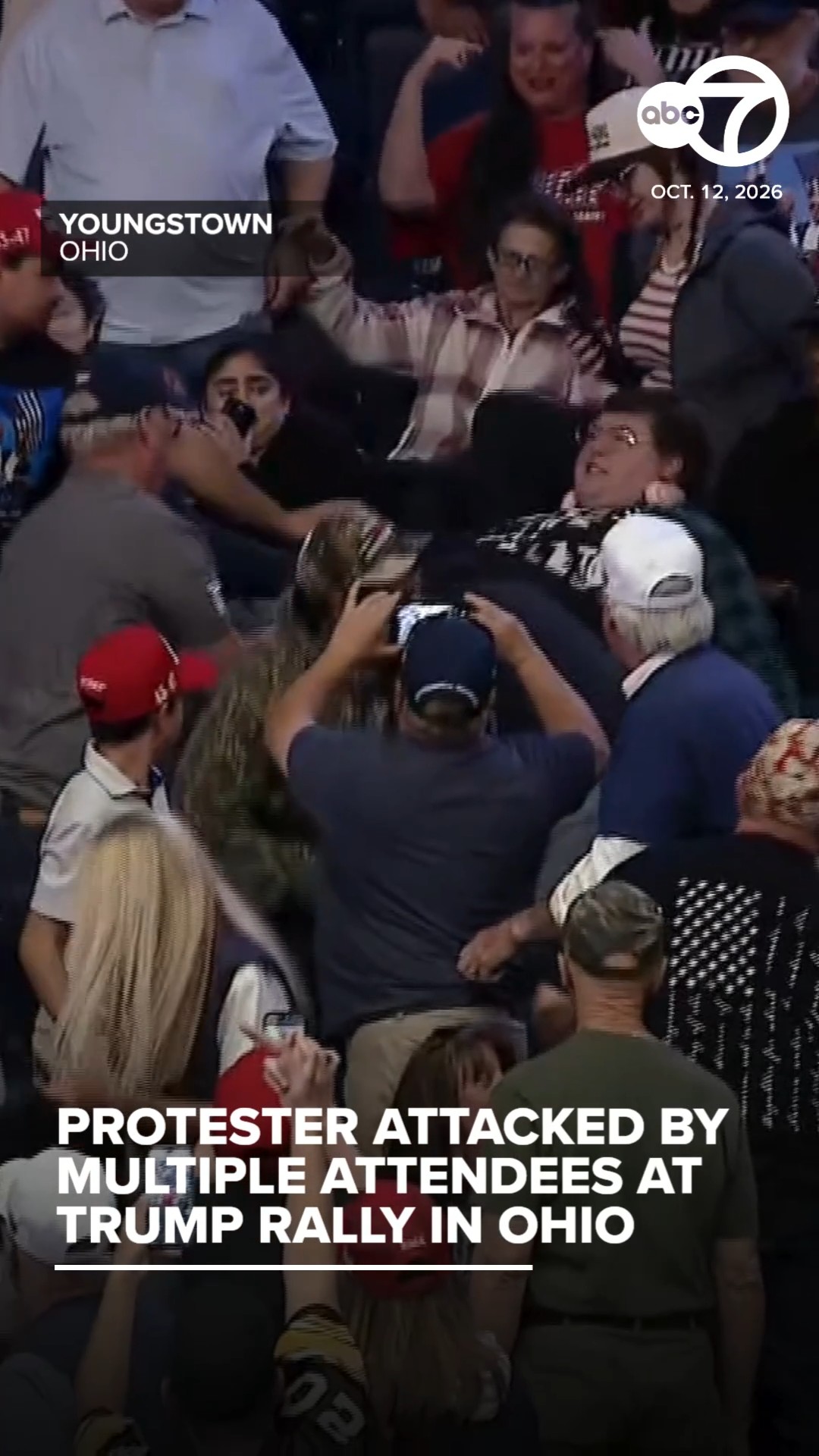 Protester attacked by multiple attendees at Trump rally in Ohio