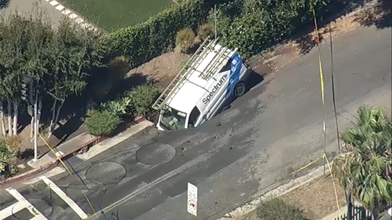 Massive sinkhole nearly swallows van on residential street in Los Feliz after water main break