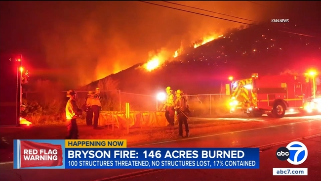 Evacuation orders, warnings remain in effect for Bryson Fire - ABC7 Los ...