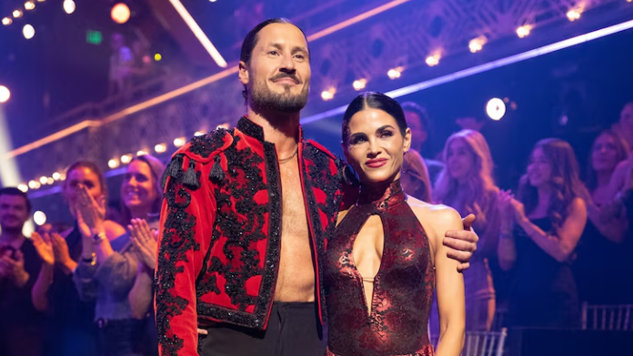 Val Chmerkovskiy and and his dance partner Jenna Dewan are shown on the set of "Dancing With The Stars," Oct. 13, 2026.