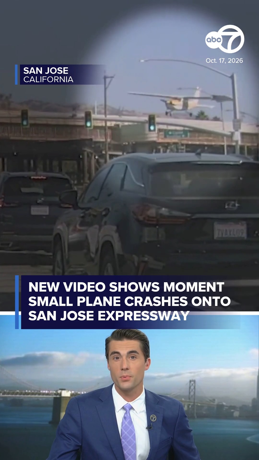 New video shows moment small plane crashes onto San Jose expressway