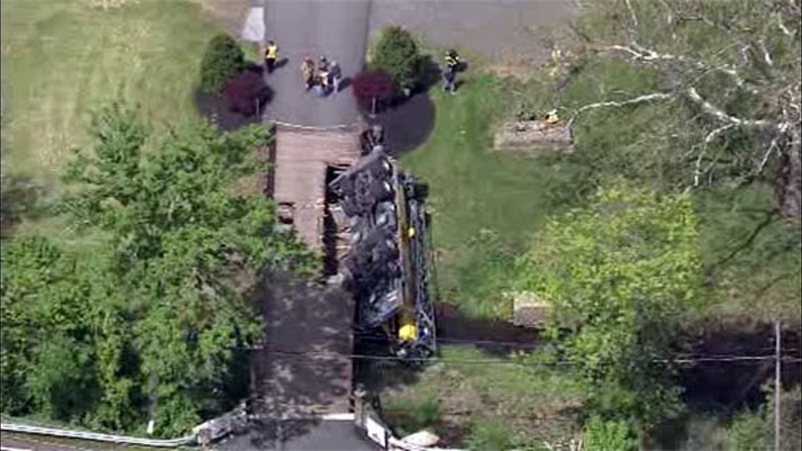 Truck rolls off wooden bridge in Lower Pottsgrove, Pa. 6abc Philadelphia