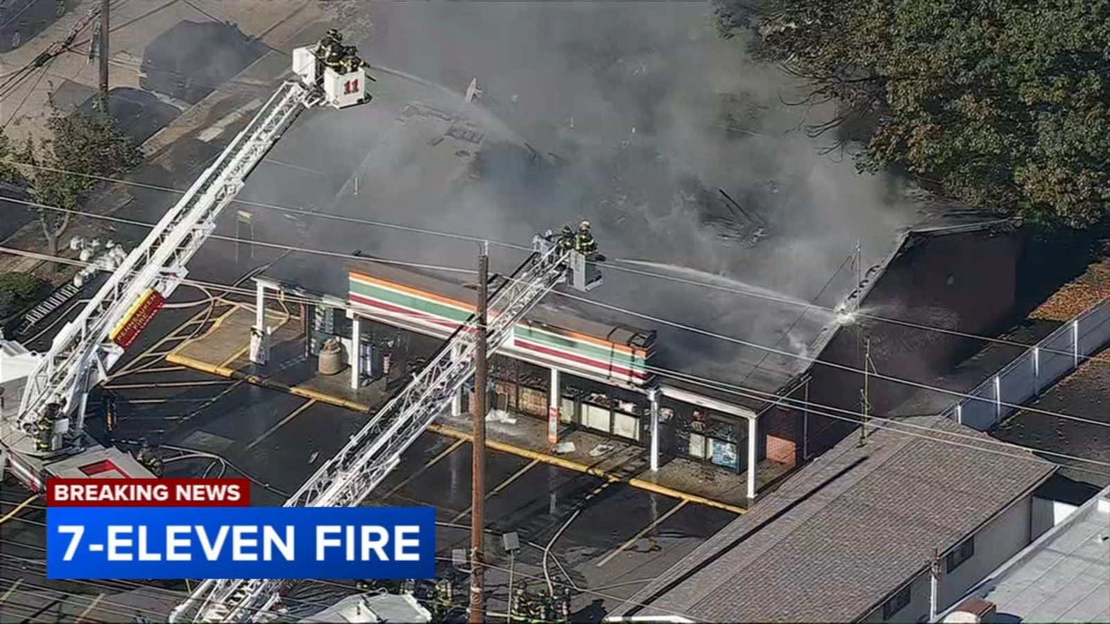 Firefighters battle blaze inside 7-Eleven store in Pennsauken, New ...