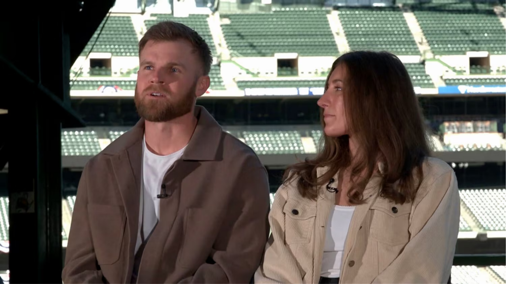 Milwaukee Brewers' Jake Bauers speaks with "Good Morning America," Oct. 20, 2026.