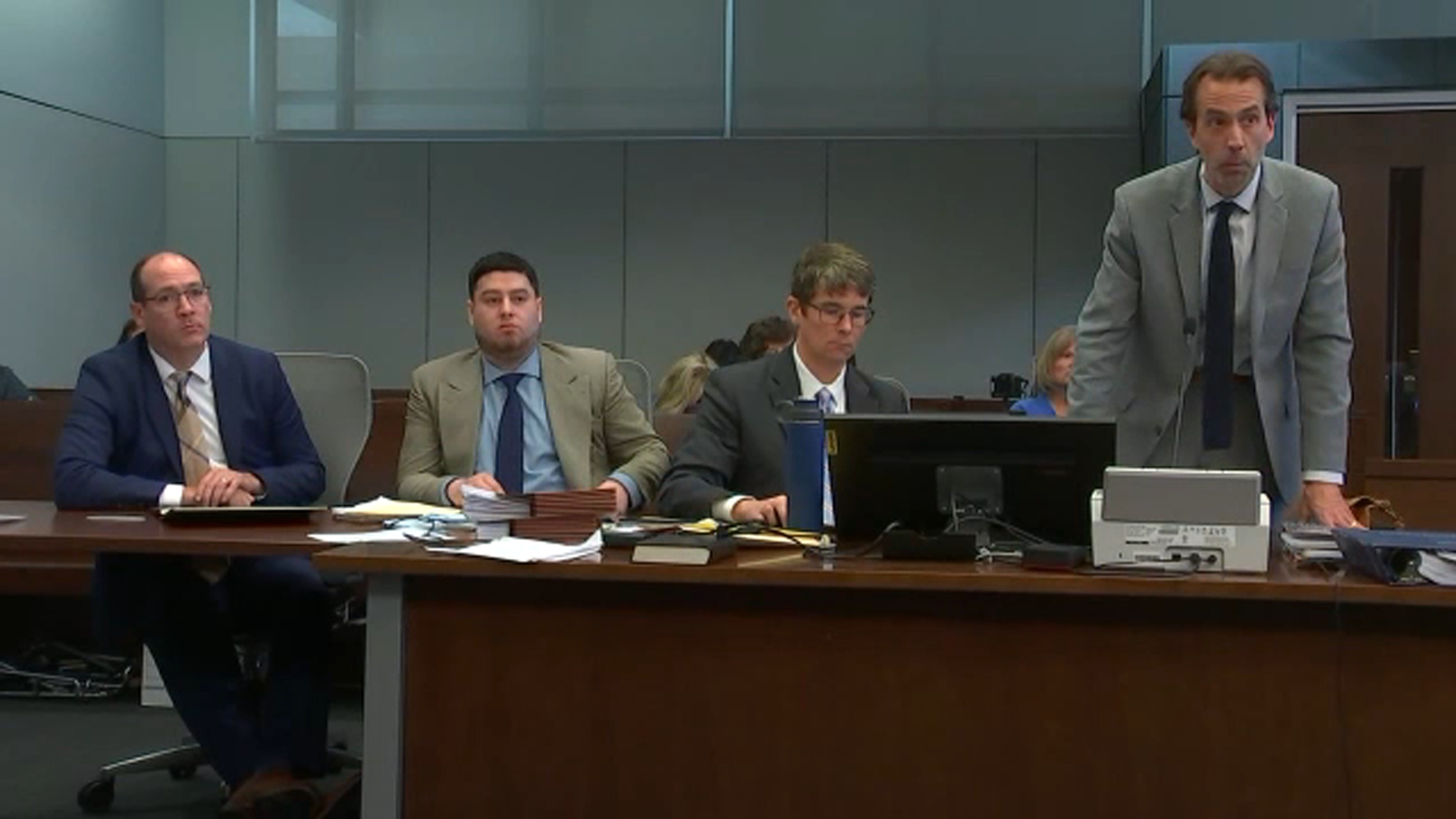 Miguel Olivares and the defense team on Monday, Oct. 19, 2026