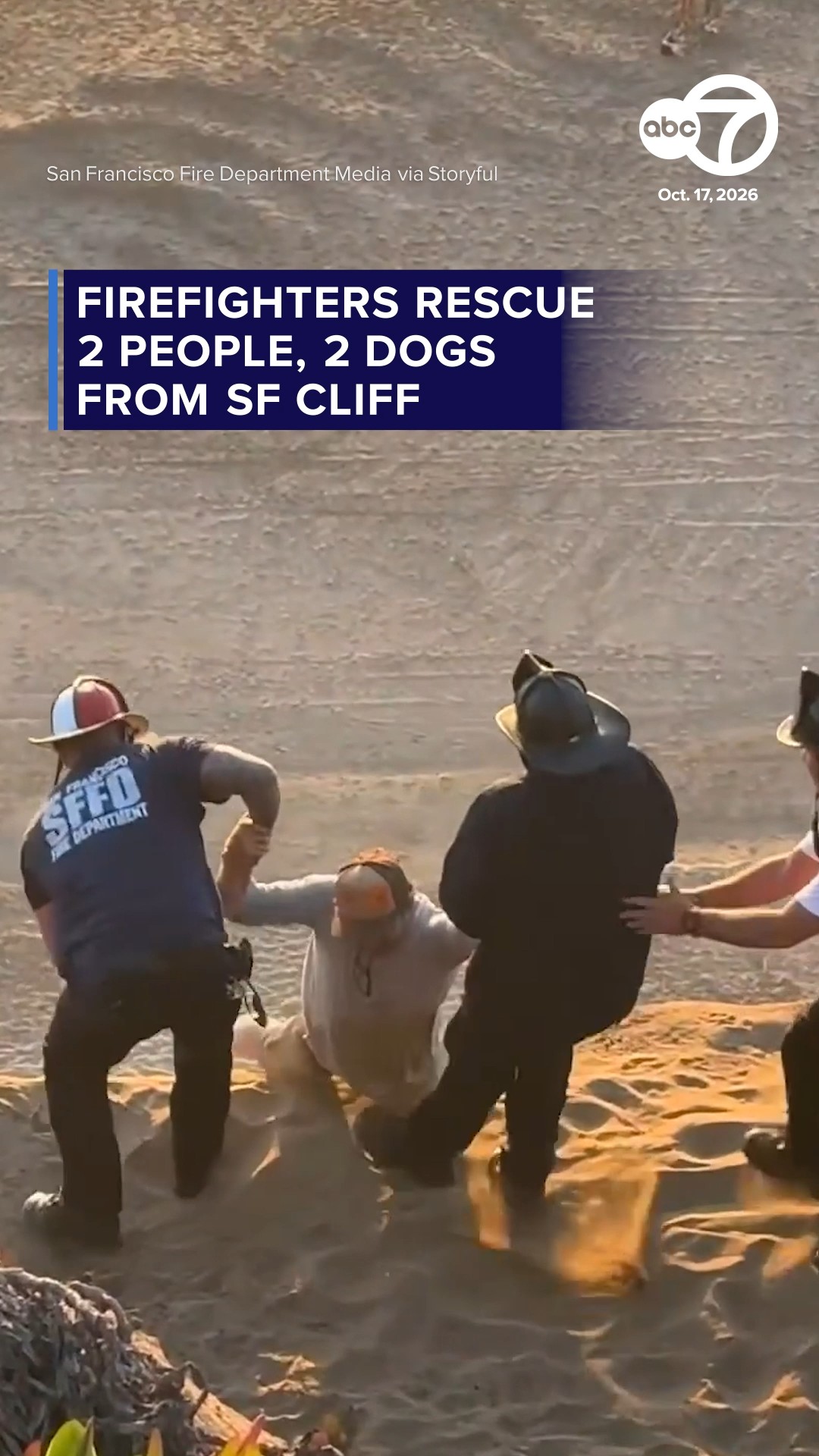 Firefighters rescue 2 people and 2 dogs from San Francisco Cliff